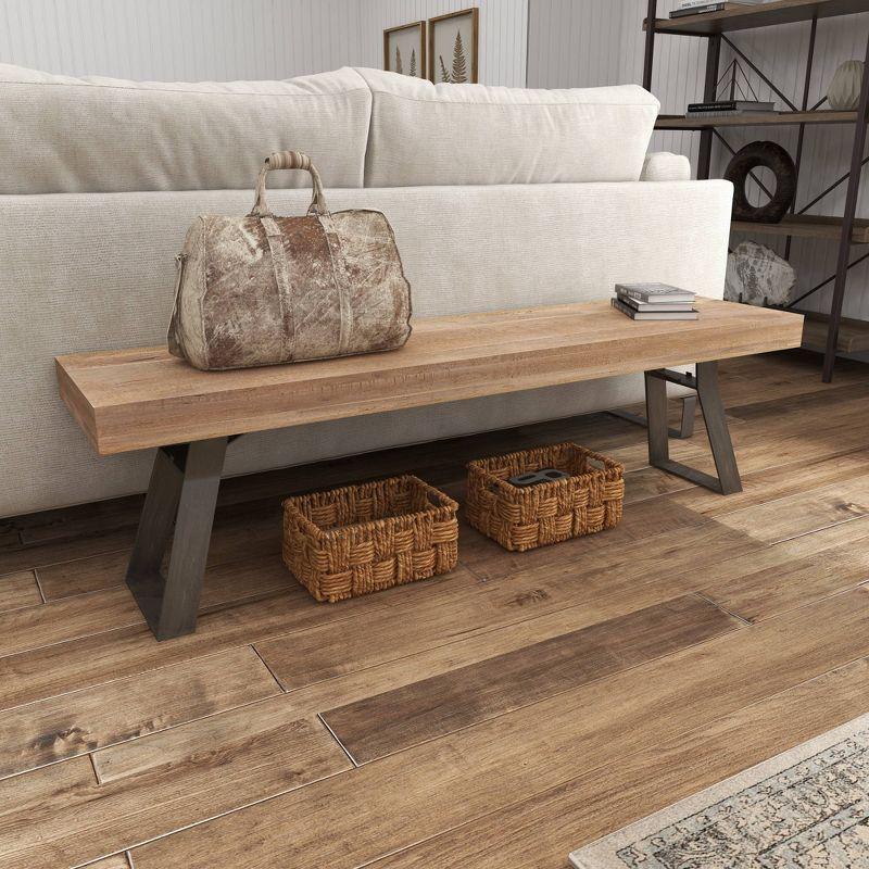 Natural Solid Wood Bench Light Brown - Olivia & May: Rustic Entryway, 3-Person Seating