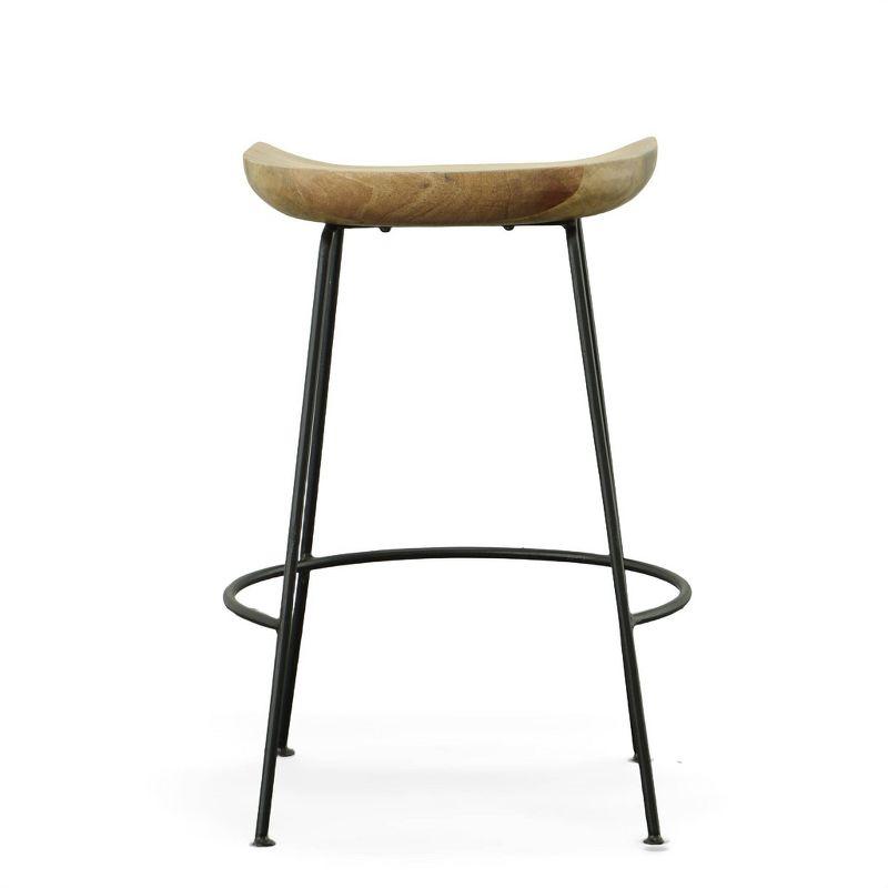 Carolina Living 24.5" Bryson Counter Height Barstool Natural/Black: Set of 2, Metal Frame, Fixed Height