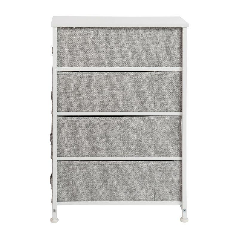 Malone 4 Drawer Vertical Slim Storage Dresser-Wood Top & Fabric Pull Drawers