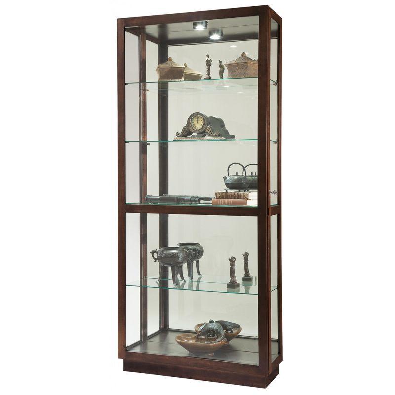 Espresso Brown Lighted Glass Curio Cabinet