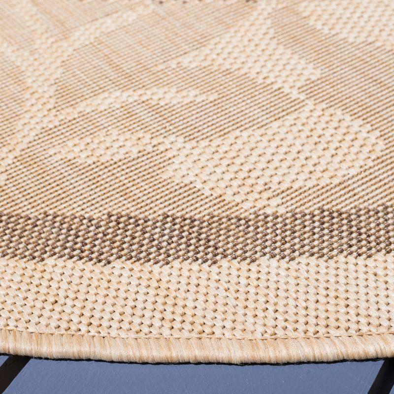 Courtyard CY1704 Power Loomed Indoor and Outdoor Area Rug - Natural/Brown - 5'3" Round - Safavieh