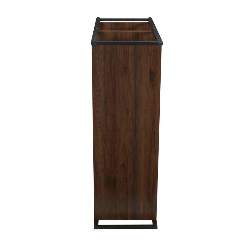 Household Essentials 32.5" Jamestown Wide 3 Shelf Bookshelf Walnut: Faux Wood, Iron Frame, Low Profile