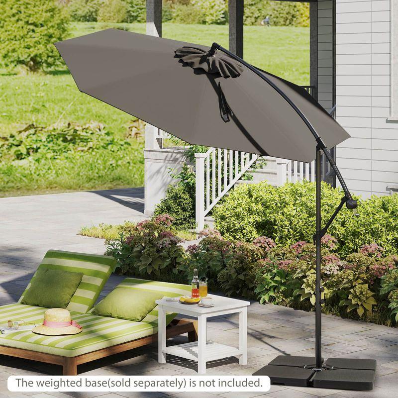 Costway  10 FT Patio Offset Umbrella w/8 Ribs Cross Base Tilt Grey
