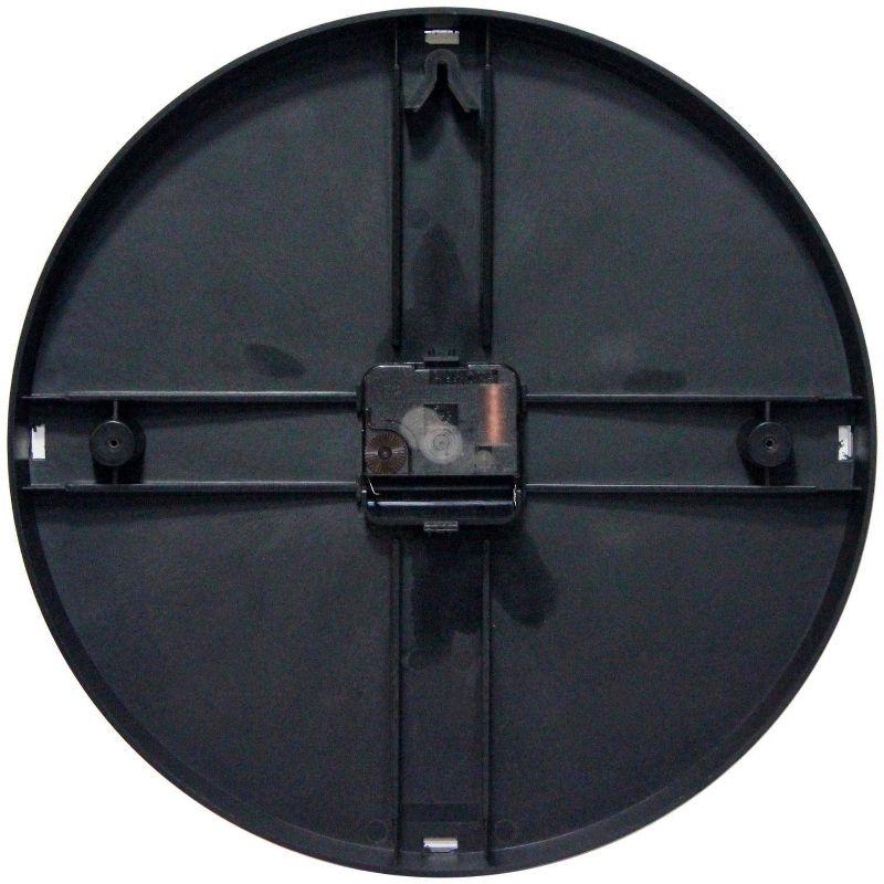 12" Prosaic 24 Hour Wall Clock Black - Infinity Instruments: Modern Analog Indoor Timepiece, Plastic Round Shape