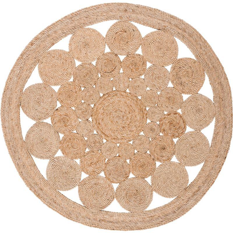 Natural Fiber NFB248 Hand Woven Area Rug - Natural - 3' round - Safavieh.