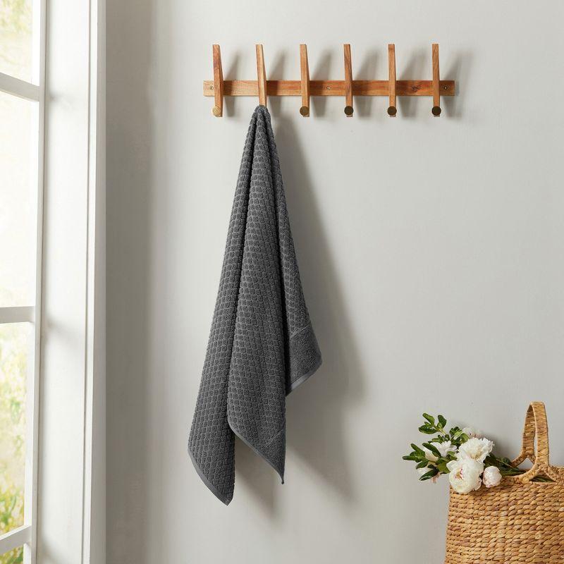 Cotton Quick-Dry Textured Towels - Great Bay Home (4 Pack Bath Towels, Dark Grey).