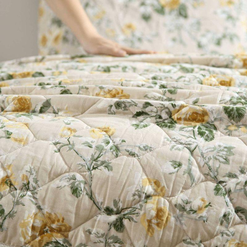 Laura Ashley Laura Ashley Roses Cotton Reversible Gold Quilt Set