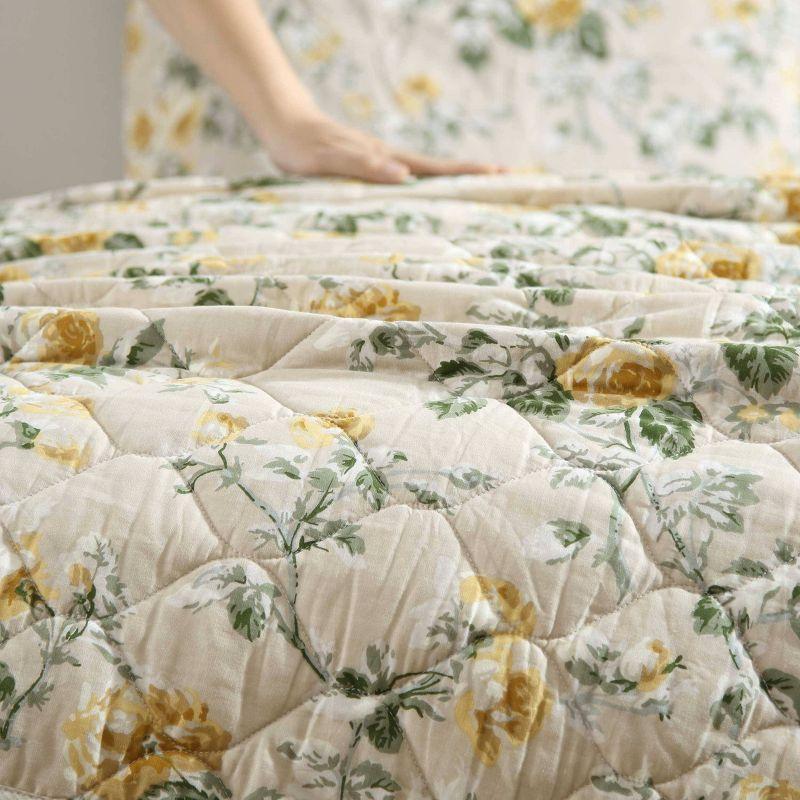 Laura Ashley Twin Roses Quilt Set Gold