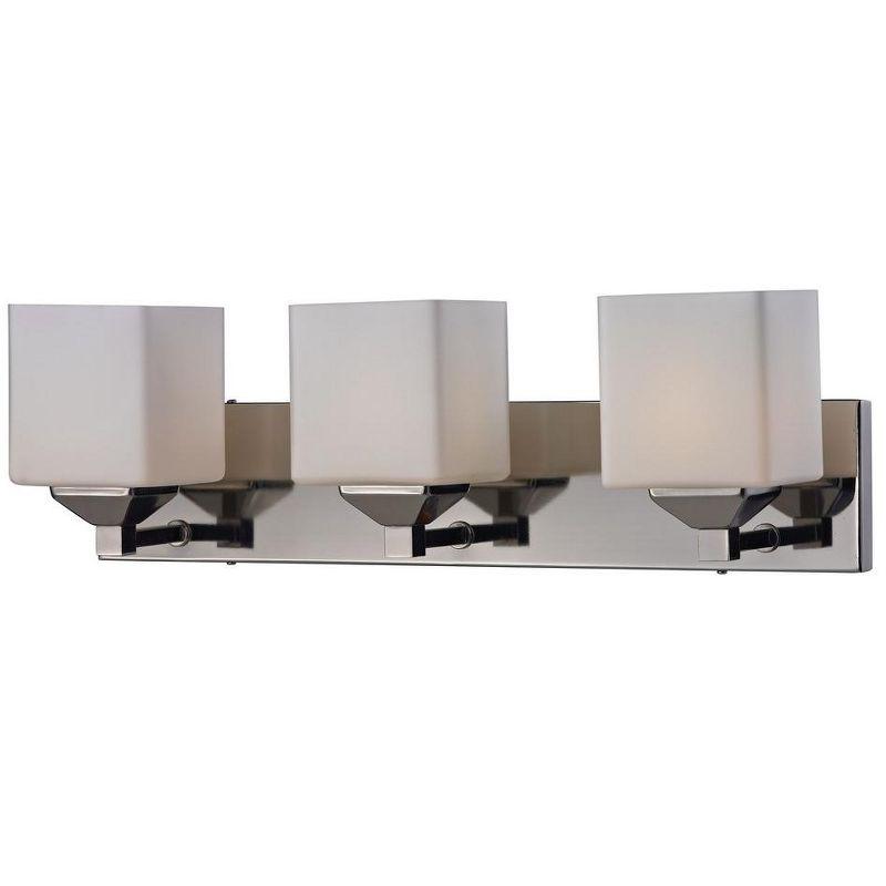 Quube Chrome 3-Light Vanity with Opal Shades