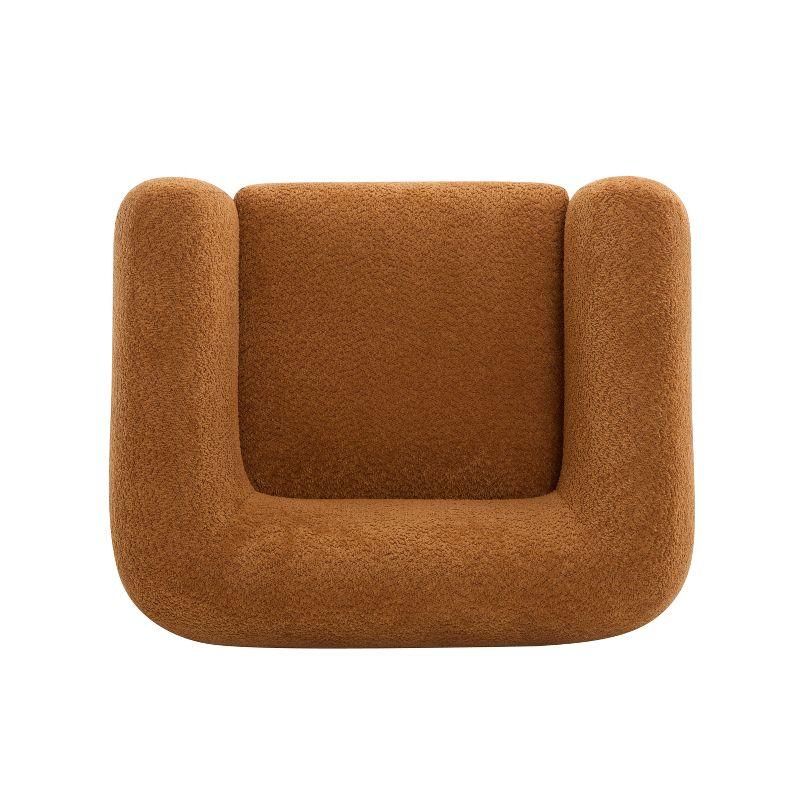 Christopher Knight Home Raymond Birch Wood Boucle Upholstered Club Chair, Caramel