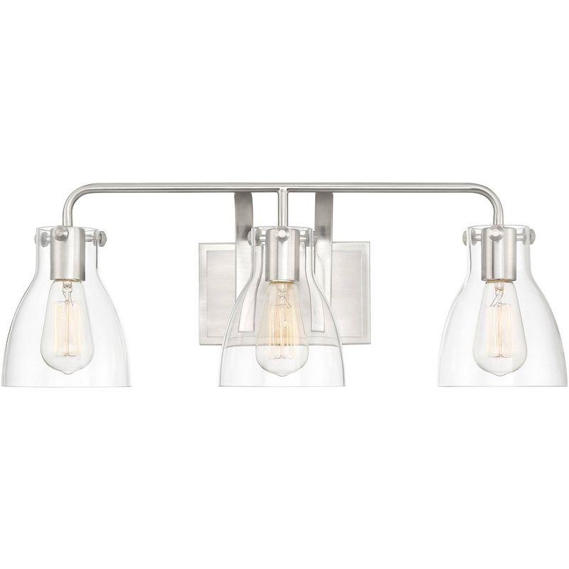 Possini Euro Design Cyn Modern Wall Light Brushed Nickel Hardwire 23 3/4" 3-Light Fixture Clear Glass for Bedroom Bathroom Vanity Living Room Hallway