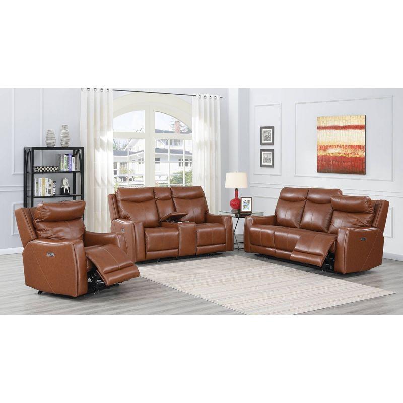 Natalia Power Recliner Sofa Caramel Leather - Steve Silver Co.