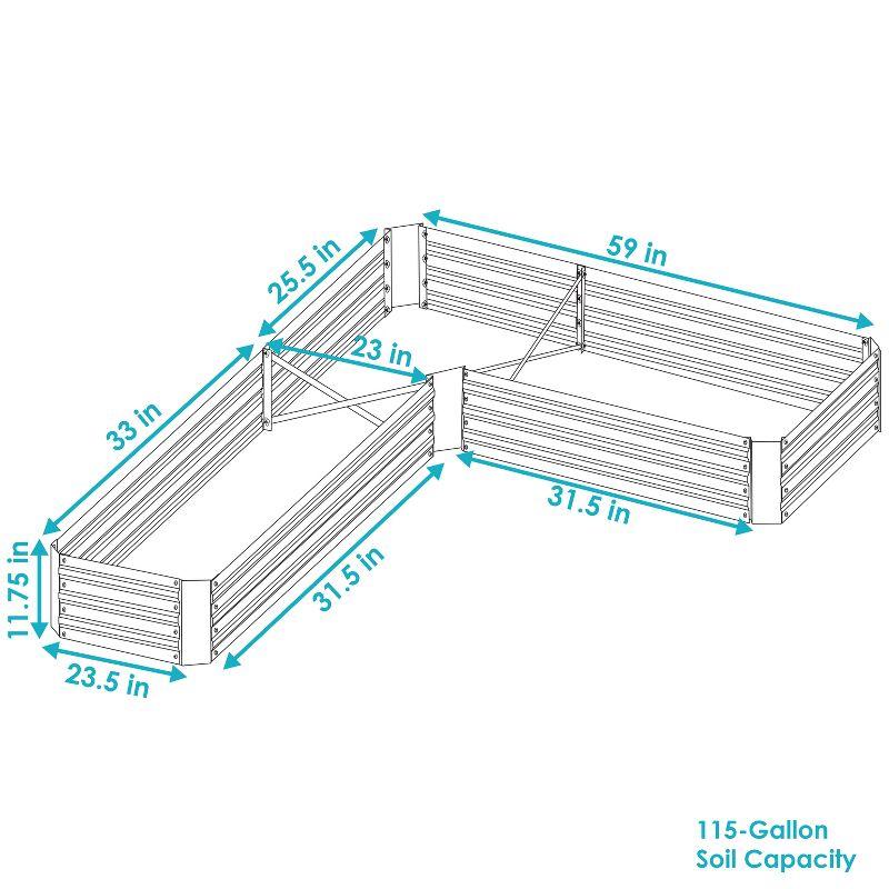 Silver Galvanized Steel L-Shaped Raised Garden Bed