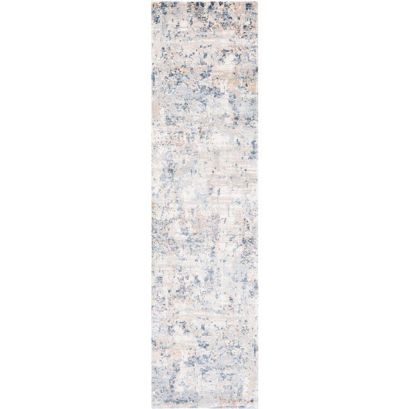 Gray and Cream Abstract Wool Runner Rug