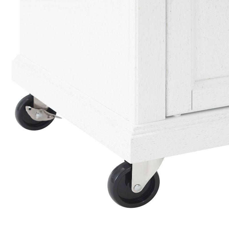 Avery Kitchen Island/Cart Distressed White/White Marble - Crosley: Adjustable Shelves, Particle Board Frame, 6 Shelves, 2 Drawers