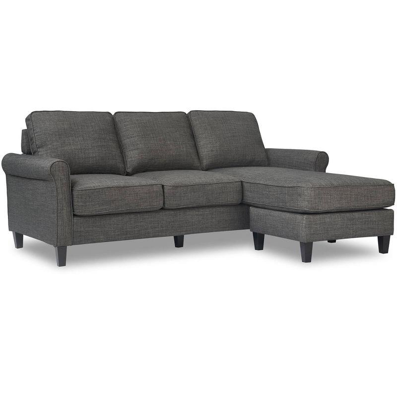 Harmon Dark Gray Microfiber Mid-Century Modern Sectional Sofa