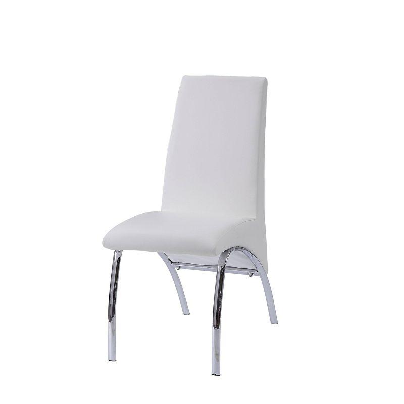 Set of 2 17" Pervis PU Dining Chairs White/Chrome - Acme Furniture: Metal Frame, Polyurethane Upholstery, Armless Design
