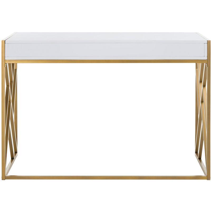 Elaine 1 Drawer Desk - White/Gold - Safavieh