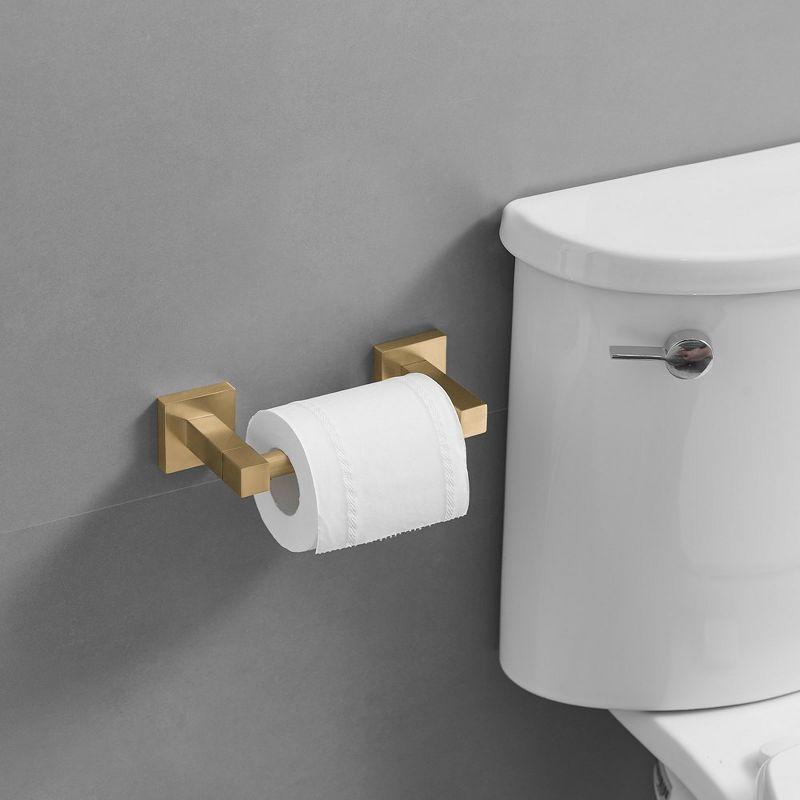 BWE Wall Mounted Toilet Paper Holder Double Post Pivoting Square Tissue Holders Roll Hangers Stand