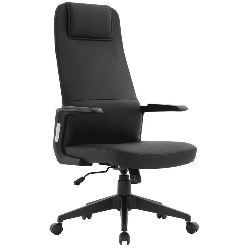 Inbox Zero Mylaya Leather/Polyester Office & Conference Chair – Adjustable, Tilt-Controlled Executive Ergonomic Seating with Swivel for Home Office, Conference Room