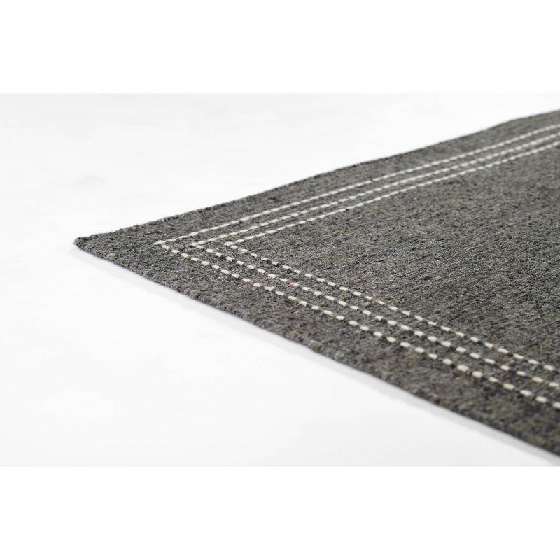 Momeni 9'x12' Oliver Striped Border Handloomed Area Rug Charcoal Gray: Geometric Wool & Polyester, Low Pile, Indoor Use