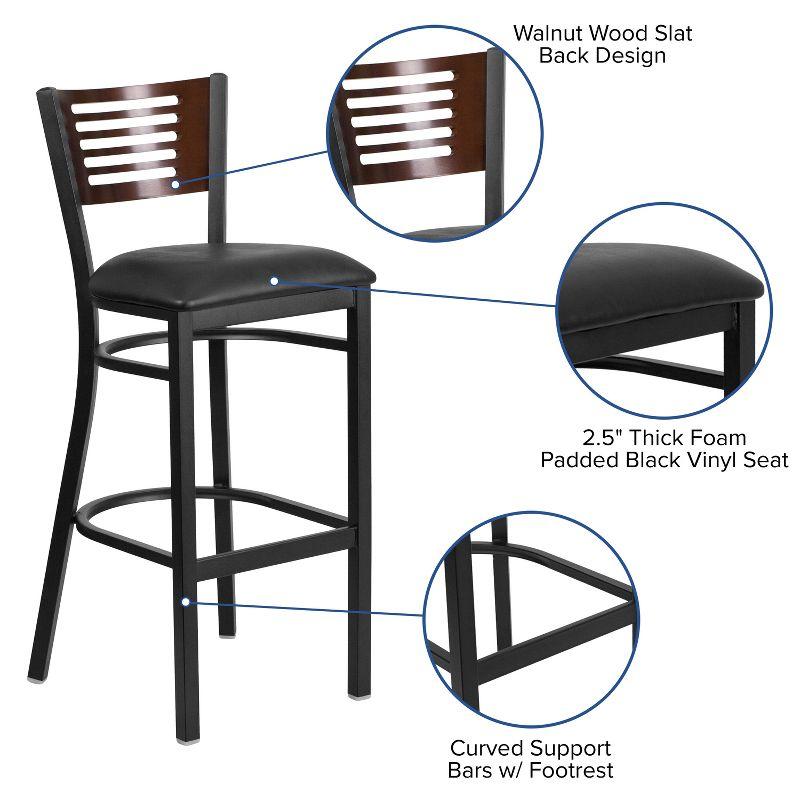 Flash Furniture Black Decorative Slat Back Metal Restaurant Barstool