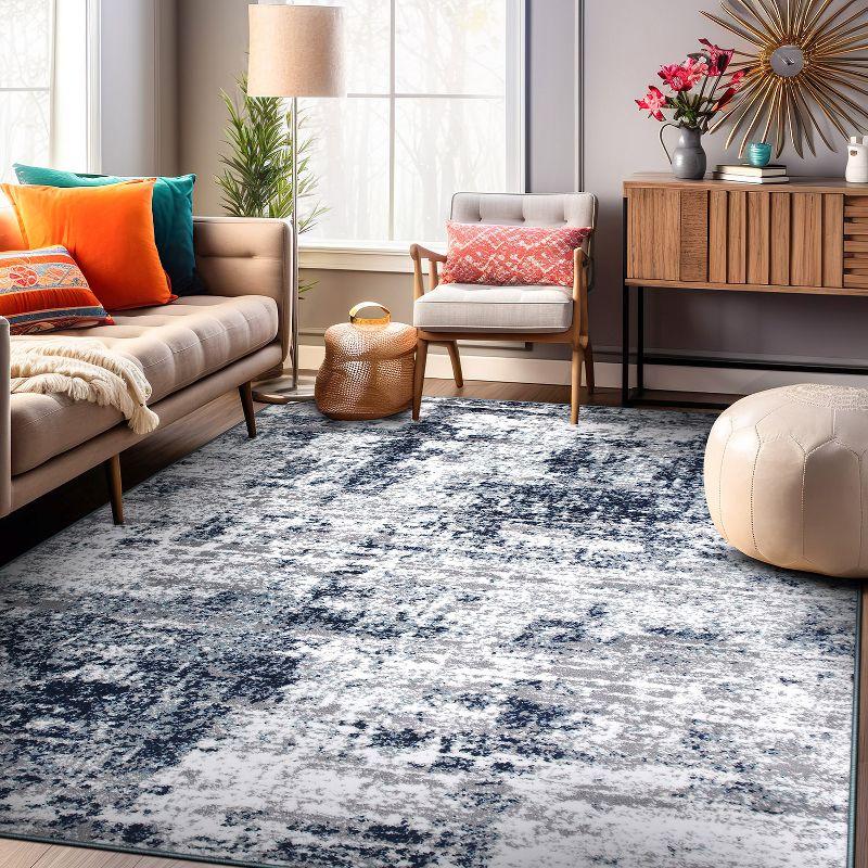 World Rug Gallery Distressed Abstract Blue 6'6" x 9' Area Rug