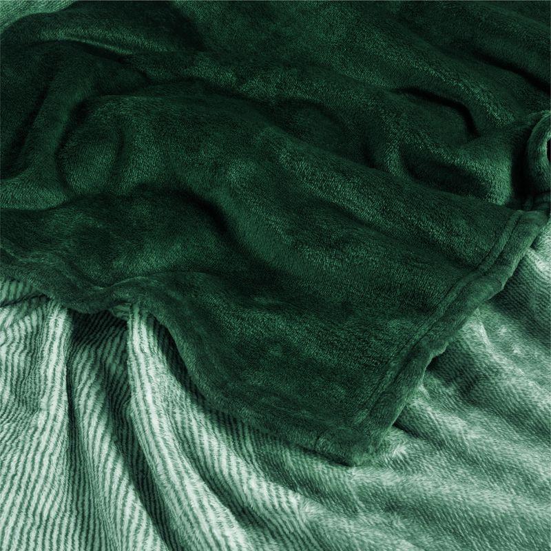 PAVILIA Premium Fleece Throw Blanket for Sofa Couch, Soft Flannel Plaid Stripe Decorative Print Blanket, Gradient - Green/Throw - 50x60