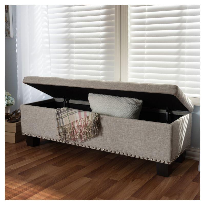 Hannah Modern and Contemporary Fabric Upholstered Button-Tufting Storage Ottoman Bench: Baxton Studio - Seating & Linen Chest