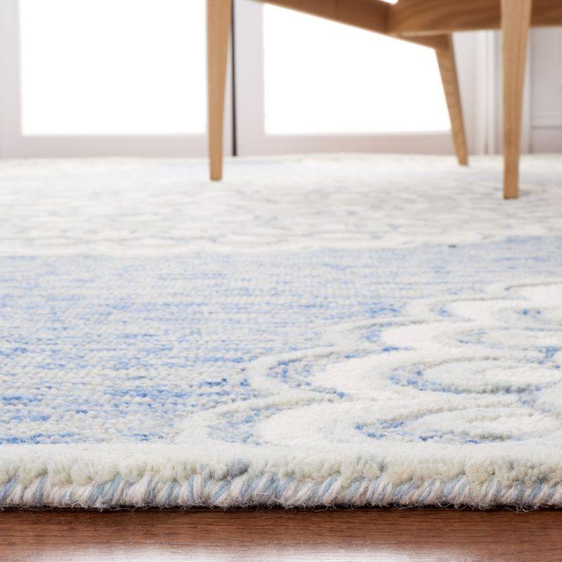 Hand-Tufted Elegance Floral Wool Rug - Blue and Ivory, 4' x 6'