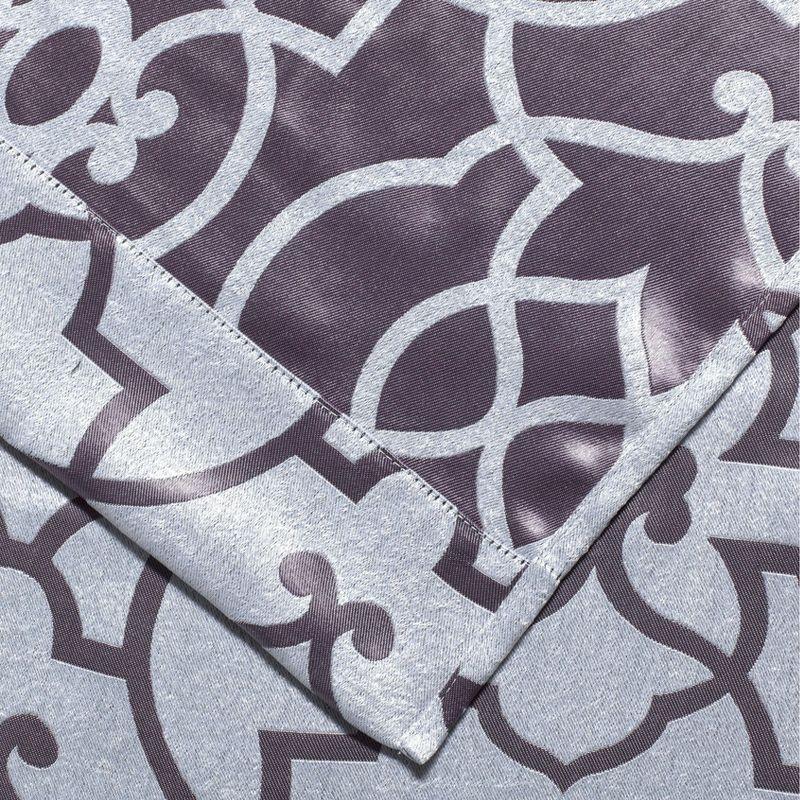 Kate Aurora 2 Piece Geo Sheen Palladian Grommet Top 88% Blackout Curtain Panels - 84 in. Long - Purple