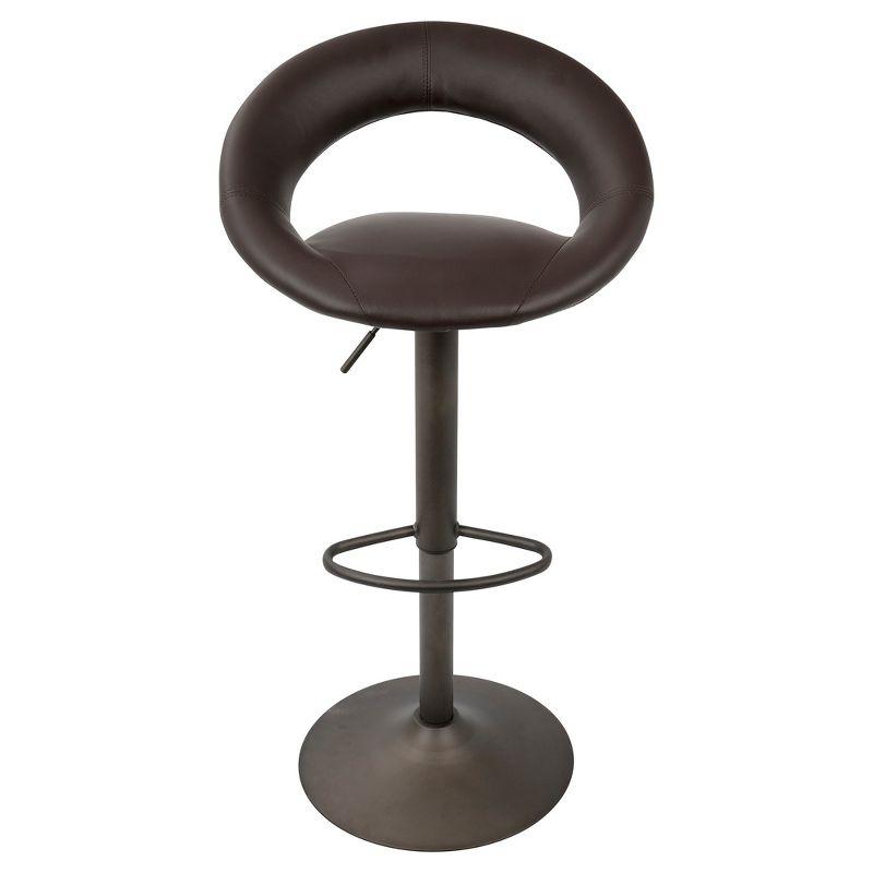 Set of 2 Brown Faux Leather Adjustable Swivel Bar Stools