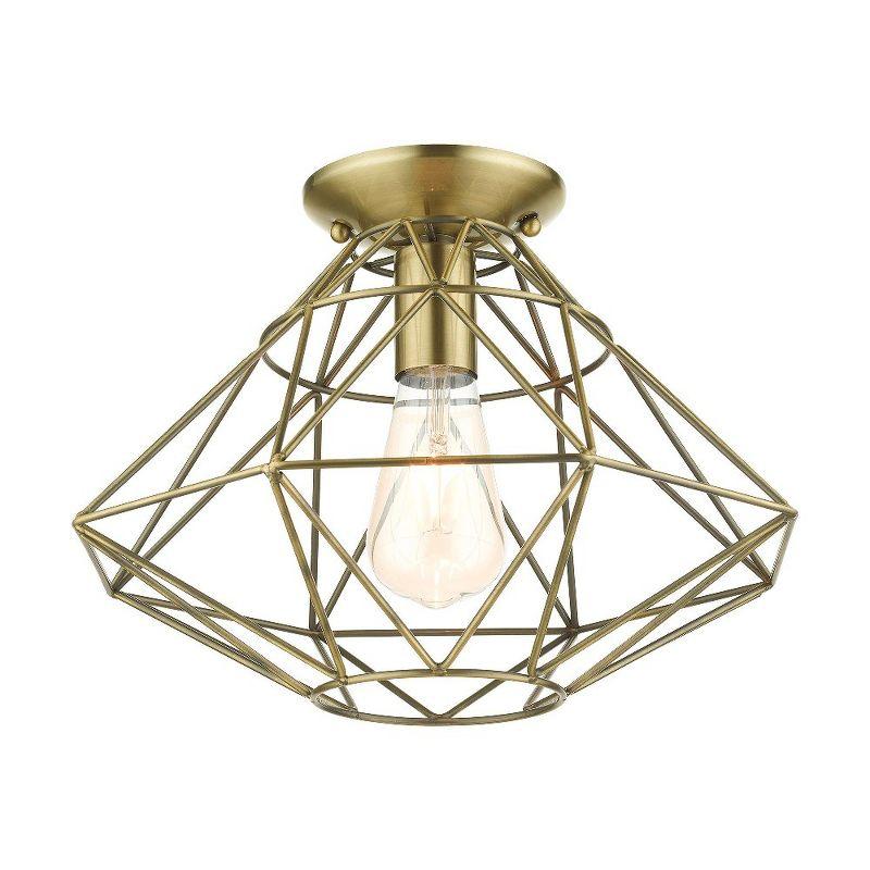 Livex Lighting Geometric 1 - Light Flush Mount in  Antique Brass