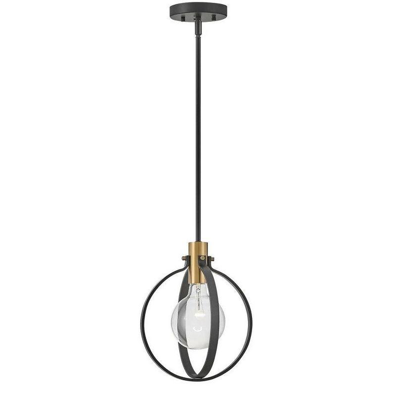 Cirque Modern Black Orb Pendant with Lacquered Brass Accents