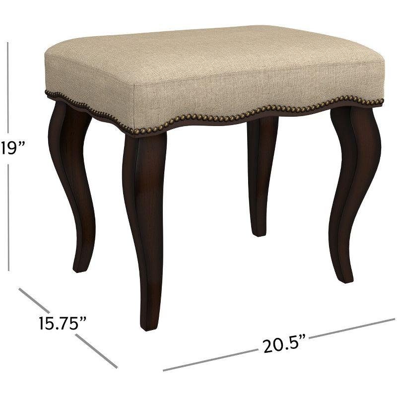 19" Hamilton Backless Upholstered Wood Vanity Stool Burnished Oak/Cream - Hillsdale Furniture