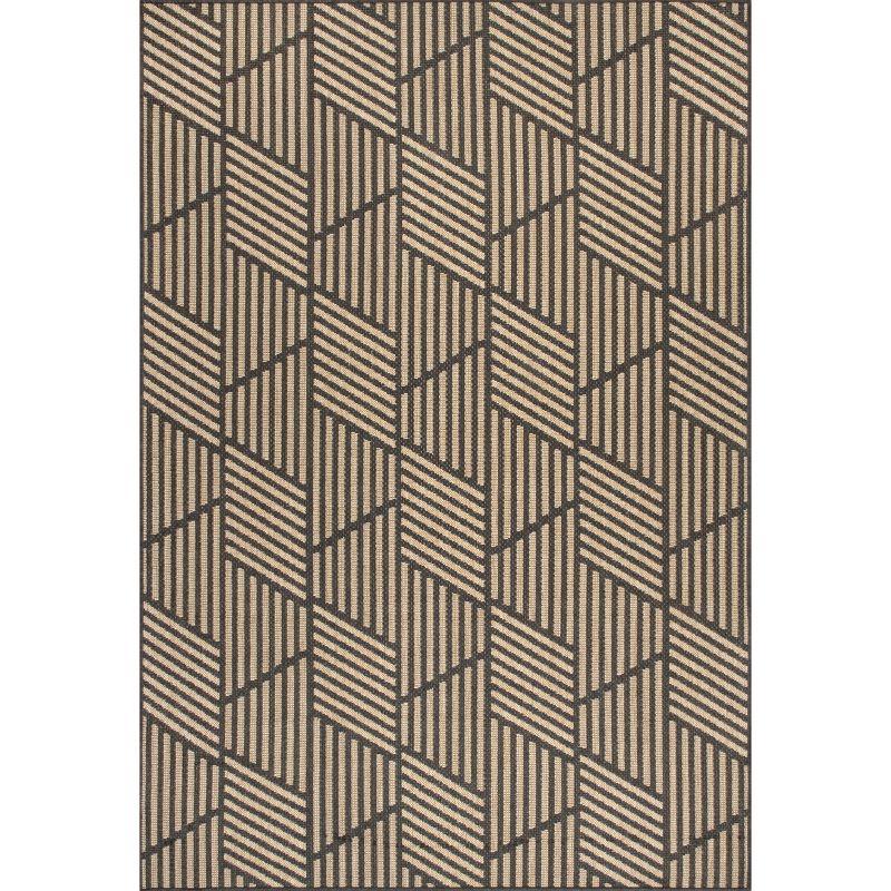 Reversible Charcoal Gray Geometric 4' x 6' Synthetic Area Rug