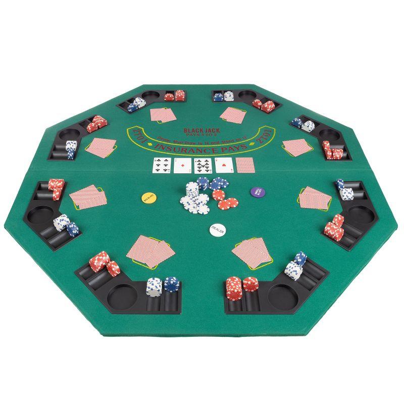 Trademark Poker 8-Player Folding Poker Table Top – 48" Wood Topper – Blackjack Table with Built-In Cupholders and Chip Trays