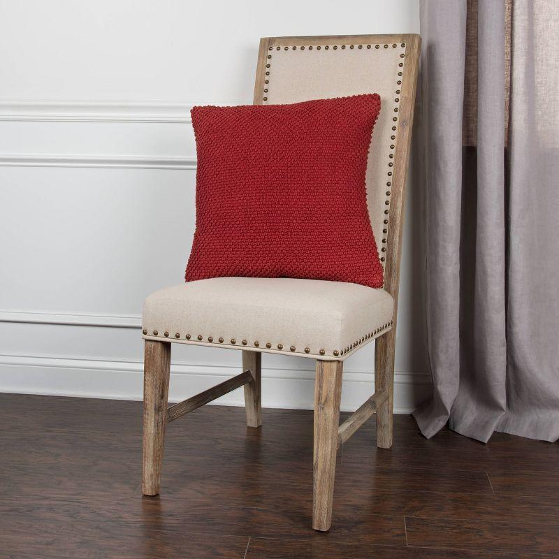 20"x20" Oversize Poly Filled Solid Square Throw Pillow Red - Rizzy Home: Cotton Canvas, Indoor, Zipper Closure