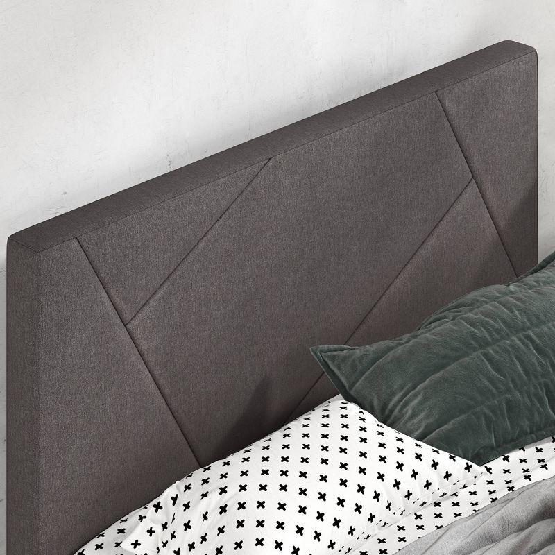 King Judy Upholstered Platform Bed Frame Gray - Zinus: Modern Style, No Box Spring Needed, 5-Year Warranty