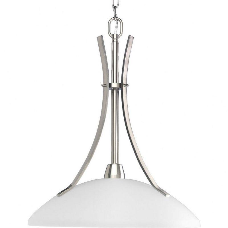 Progress Lighting Wisten 1-Light Pendant, Brushed Nickel, Etched Glass Shade Collection