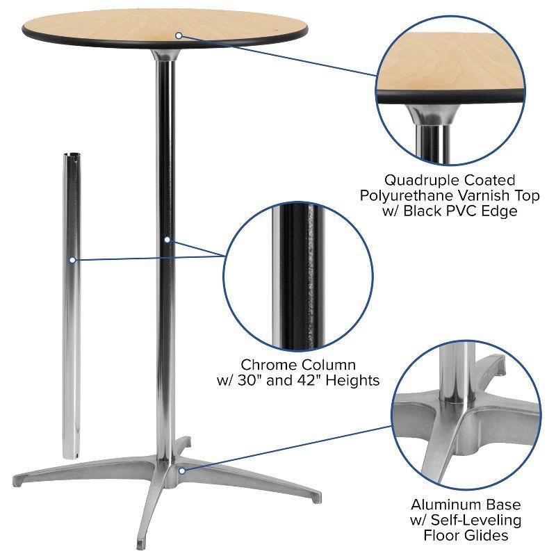 Marrel 24" Round Oak Top Outdoor Cocktail Table with Chrome Base