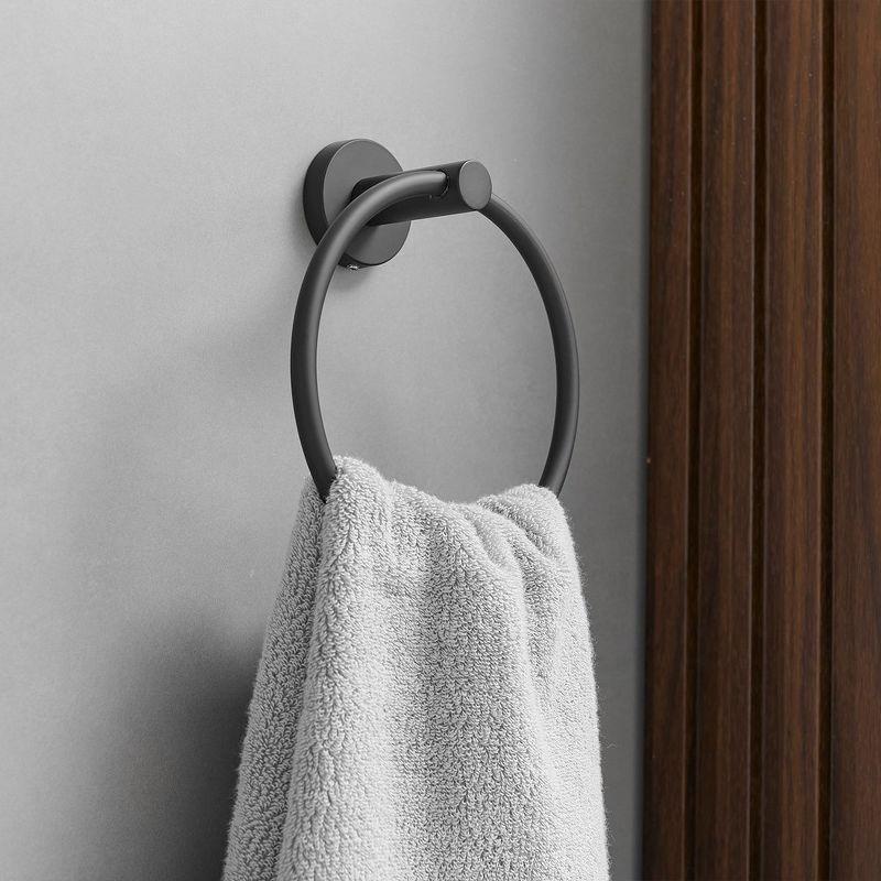 Black Stainless Steel 24-Inch Bathroom Hardware Set with Towel Ring and Hooks