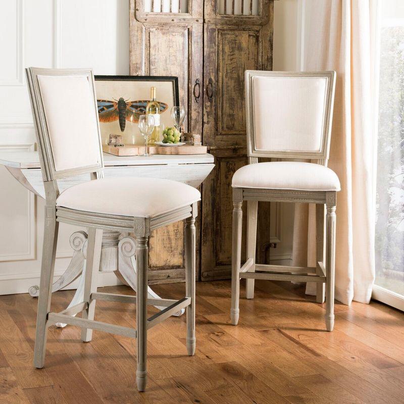 Buchanan Rectangle Bar Stool (Set of 2) - FOX6246 - Light Beige - Safavieh Couture