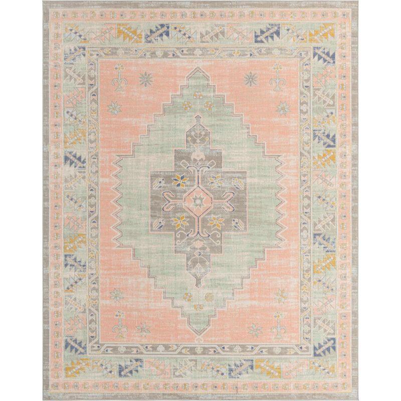 Unique Loom Whitney Collection Area Rug - Geneva (7' 10" Octagon Pink/Blue)