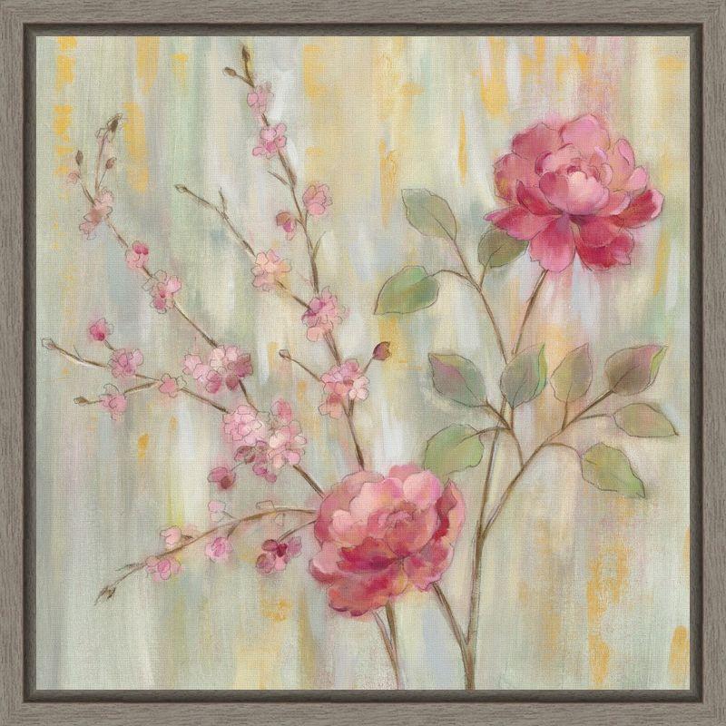 Silvia Vassileva Pink Floral Canvas Wall Art Print with Frame