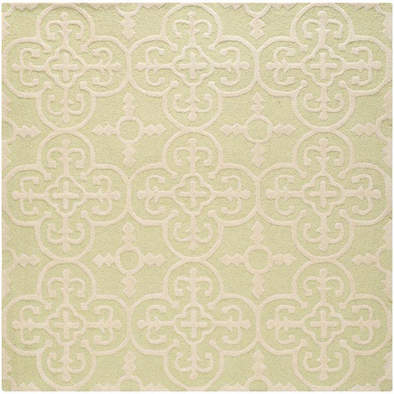 Hand-Tufted Light Green and Ivory Wool Square Rug - 6'x6'