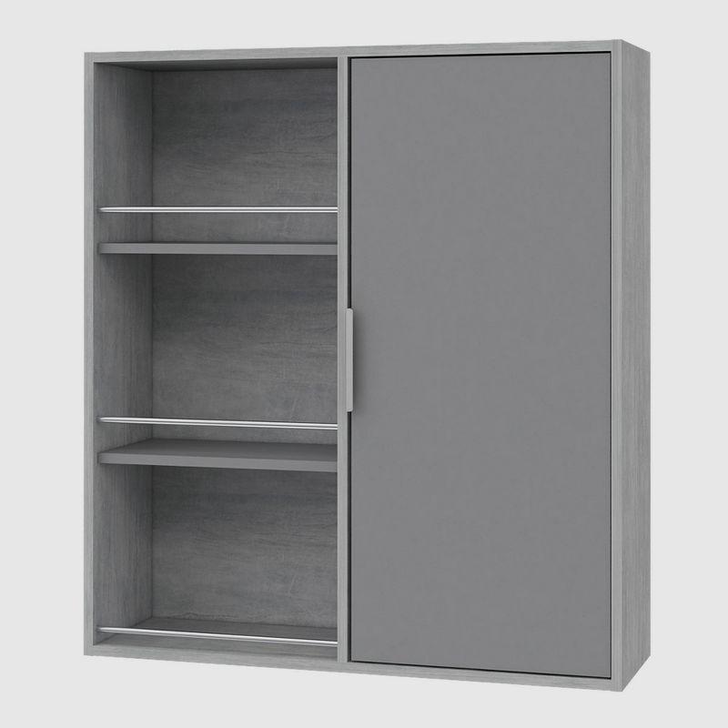 Kamas 41" Gray Wood Wall-Mounted Cabinet with Cubes