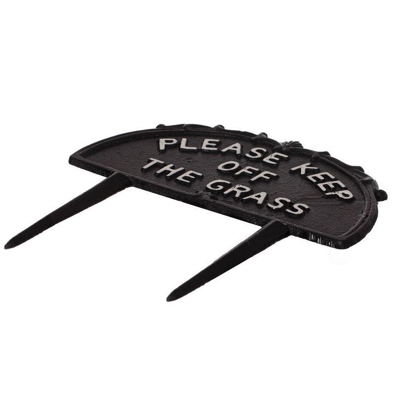 Gardenised Please Keep Off the Grass Post, Outdoor Warning Ground Cast Iron Stake