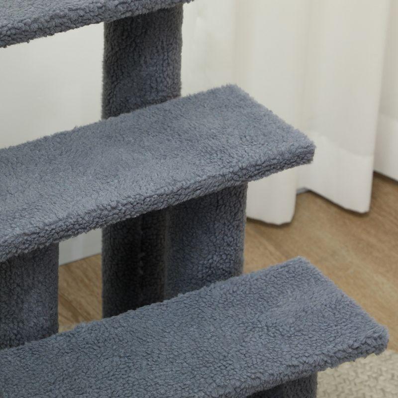 PawHut 25" 4-Step Multi-Level Carpeted Cat Scratching Post Pet Stairs