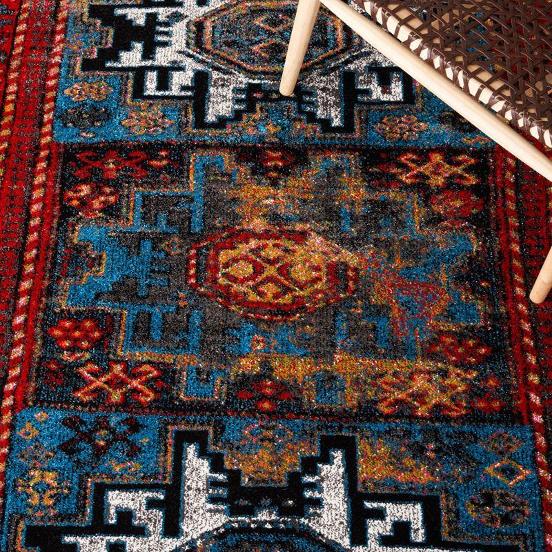 Vintage Hamadan VTH213 Power Loomed Area Rug - Red/Light Blue - 6'7"x6'7" - Safavieh.